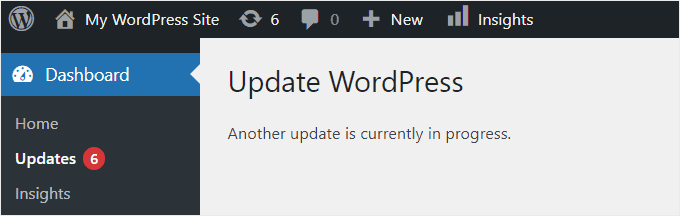 Otro error de actualización en curso Otro error de actualización en curso