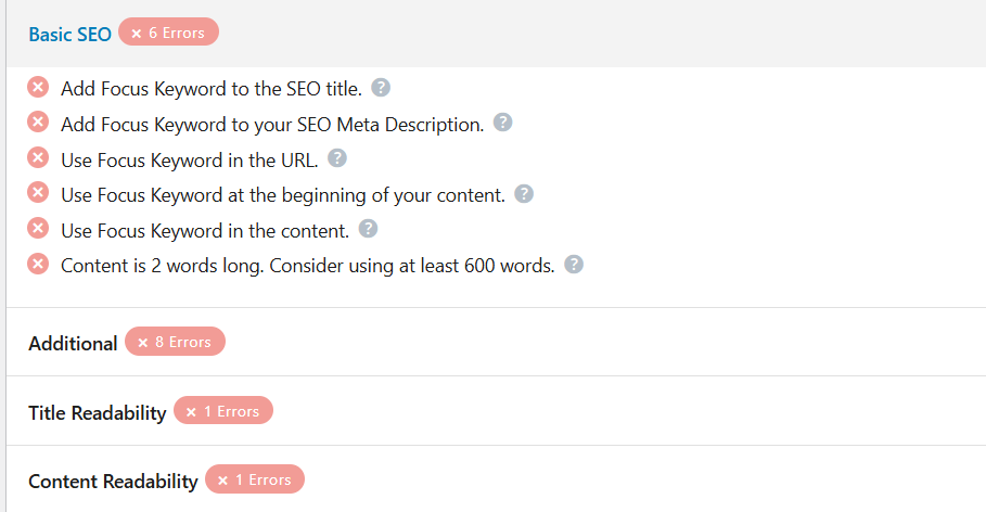 Las páginas de productos deben rellenarse con información SEO - Photon Fluctuation Network | Servicios profesionales de reparación de WordPress, alcance global, respuesta rápida
