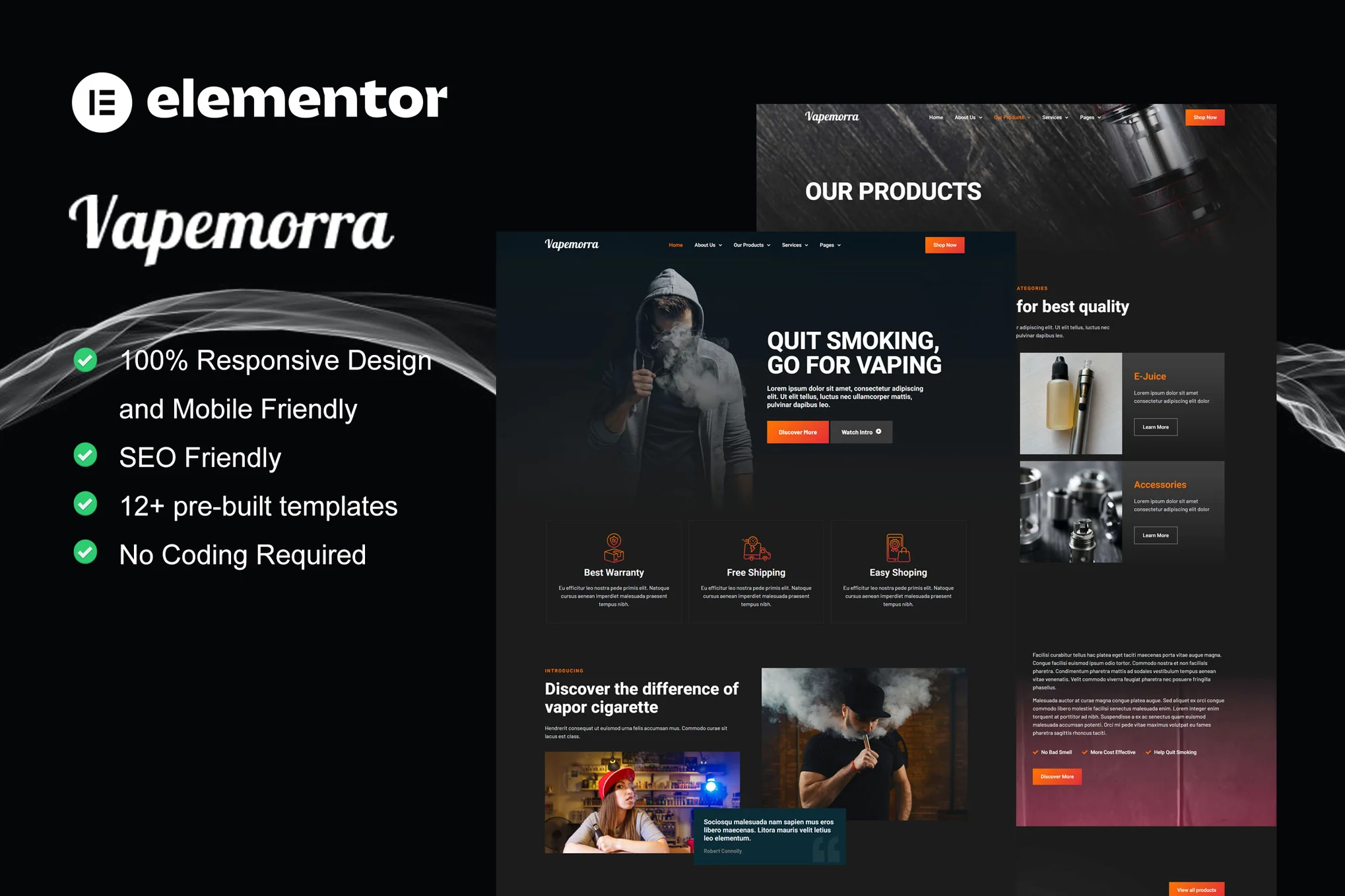 Vapemorra – 電子煙商店 Elementor 模板套件-光子波動(dòng)網(wǎng) | 專業(yè)WordPress修復(fù)服務(wù)，全球范圍，快速響應(yīng)