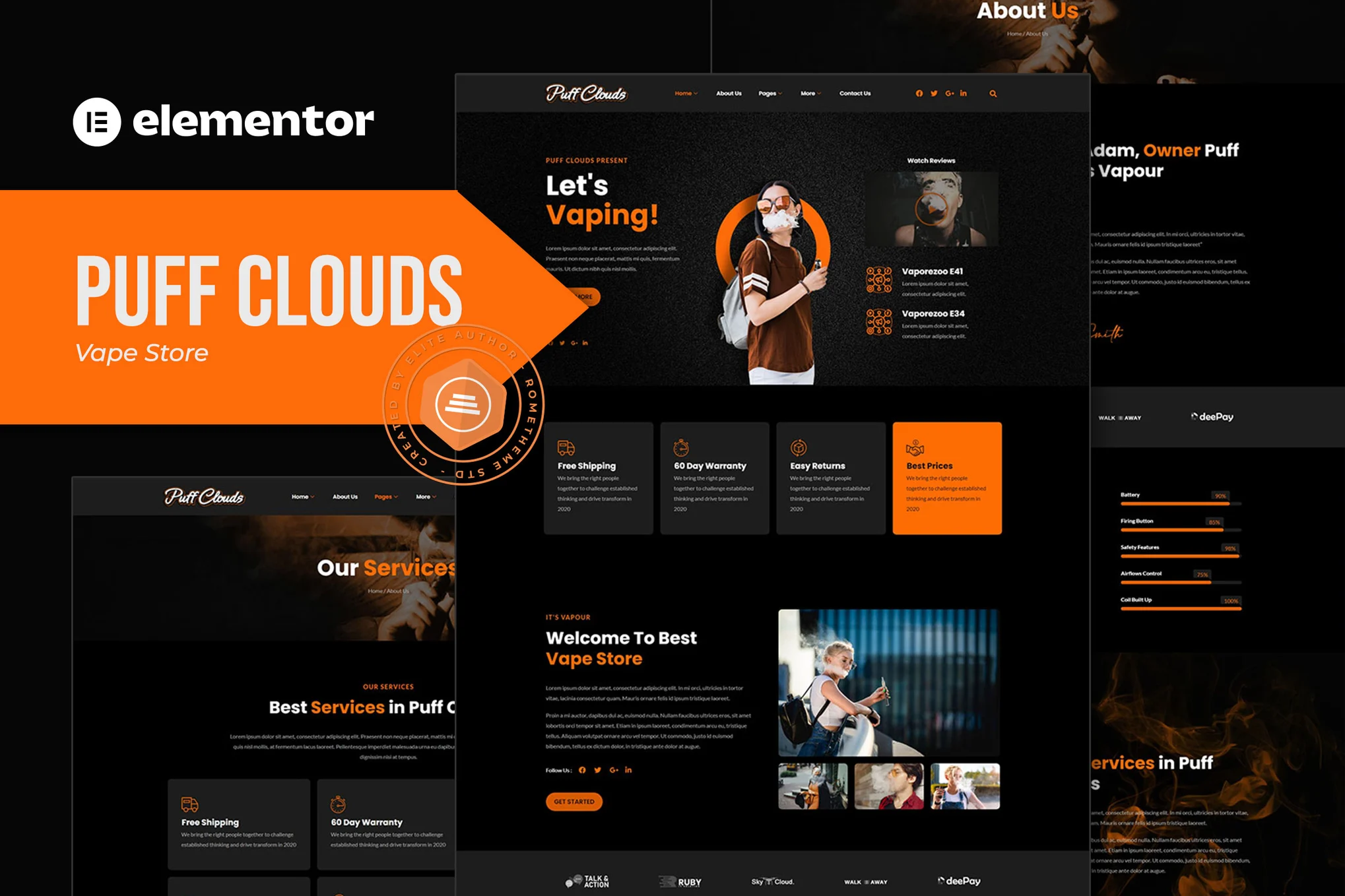 Puff Clouds - Electronic Cigarette Store Elementor Template Pack - Photon Fluctuation Network | Professional WordPress Repair Service, Global Reach, Fast Response
