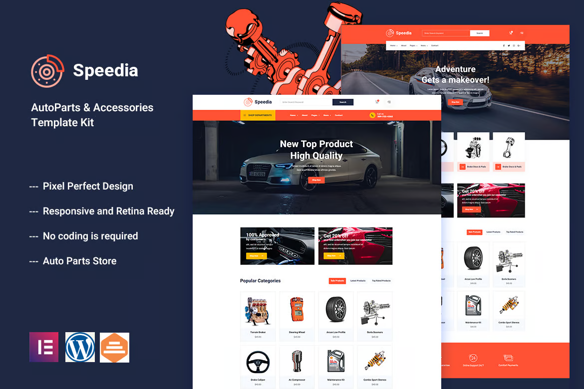 Speedia - Automotive Parts and Accessories Elementor Template Suite - Photon Flux | Professional WordPress repair service, worldwide, fast response