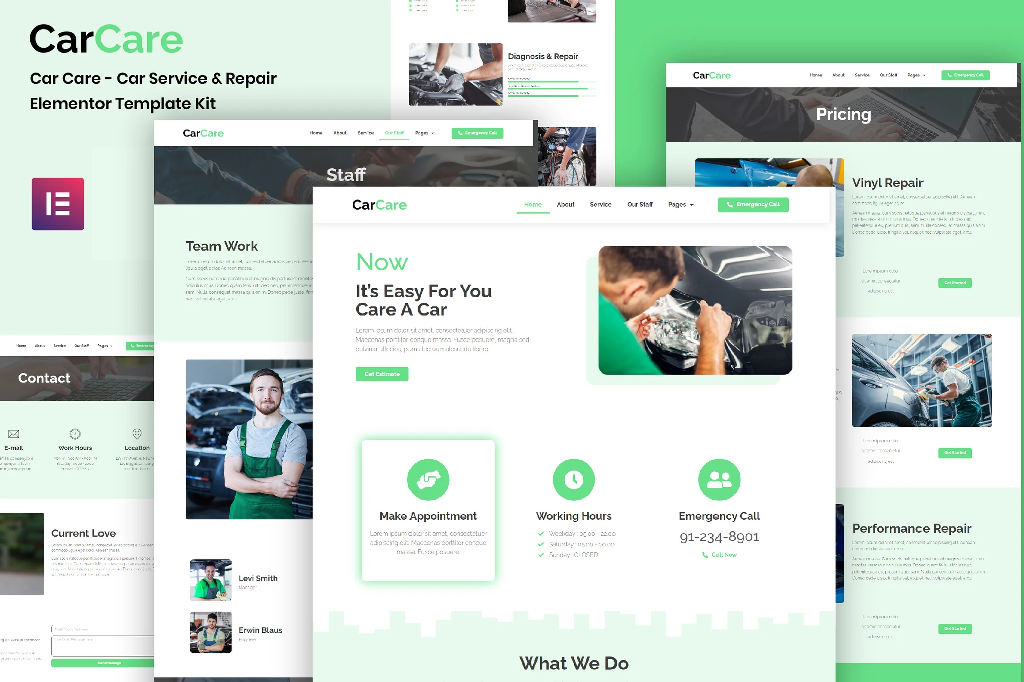 CarCare - Automotive Service and Repair Elementor Template Kit - Photon Flux | Servicio de reparación profesional en WordPress, alcance global, respuesta rápida