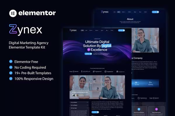 Zynex - Agencia de Marketing Digital Elementor Template Suite - photonwave.com | Servicio profesional de reparación de WordPress, en todo el mundo, respuesta rápida