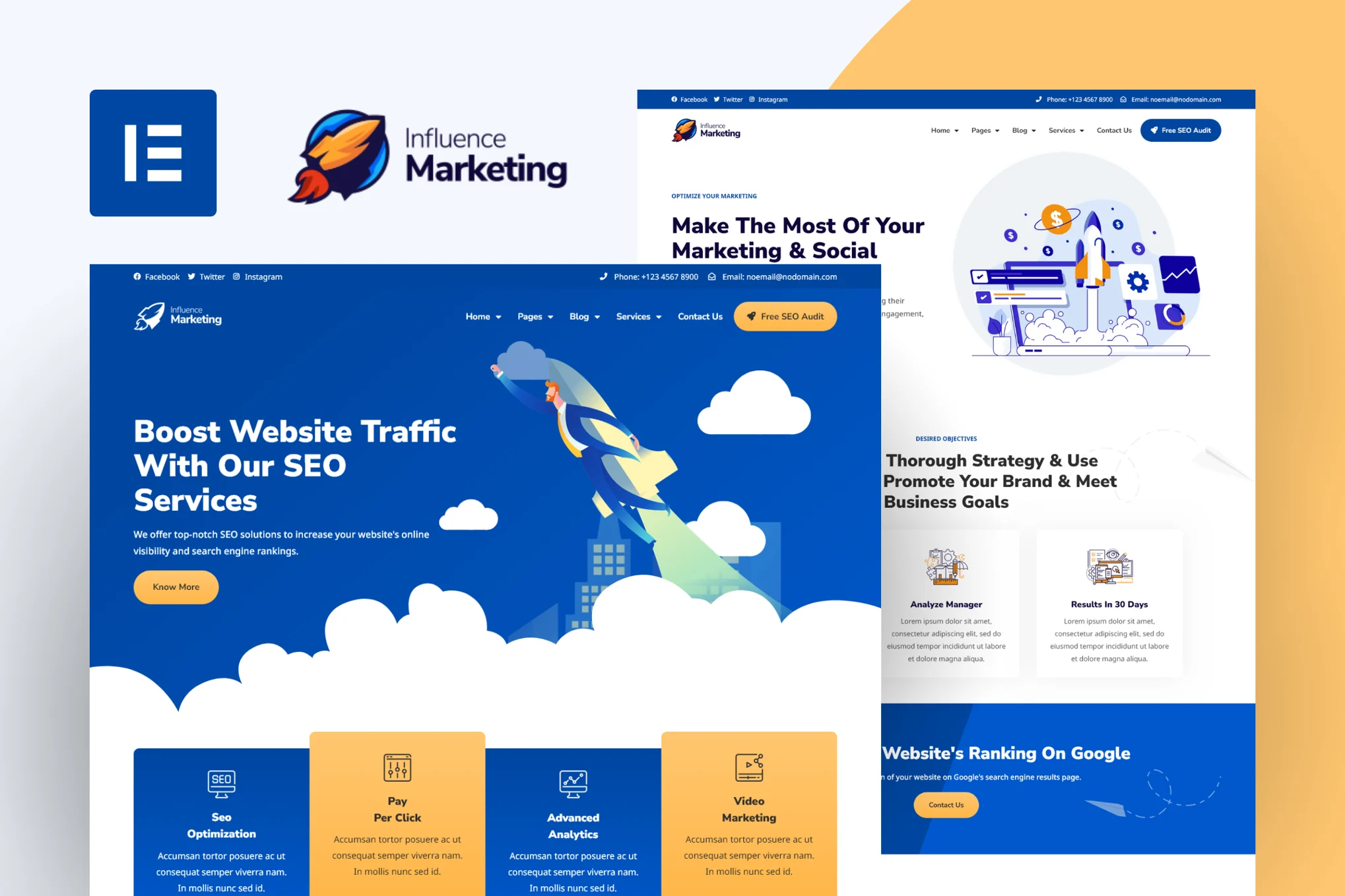 Influence Marketing - Agencia de SEO y Marketing Digital Elementor Pro Template Pack - Photonflux.com | Servicio profesional de reparación de WordPress, en todo el mundo, respuesta rápida