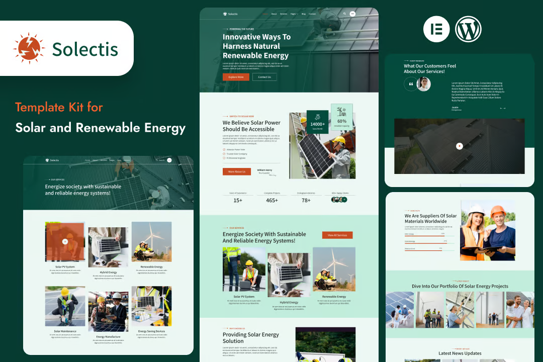 Selectis - Solar & Renewable Energy Elementor Template Suite - Photonflux.com | Service de réparation WordPress professionnel, couverture mondiale, réponse rapide