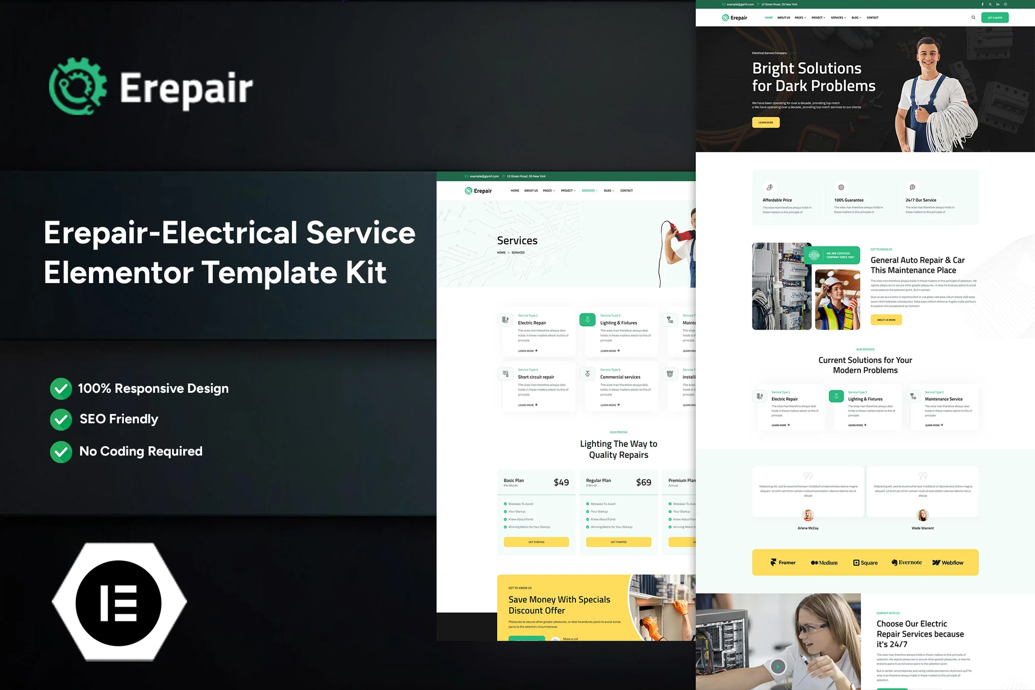 Erepair - Electrical Services Elementor Template Kit - Photon Fluctuation Network | Service de réparation WordPress professionnel, dans le monde entier, réponse rapide