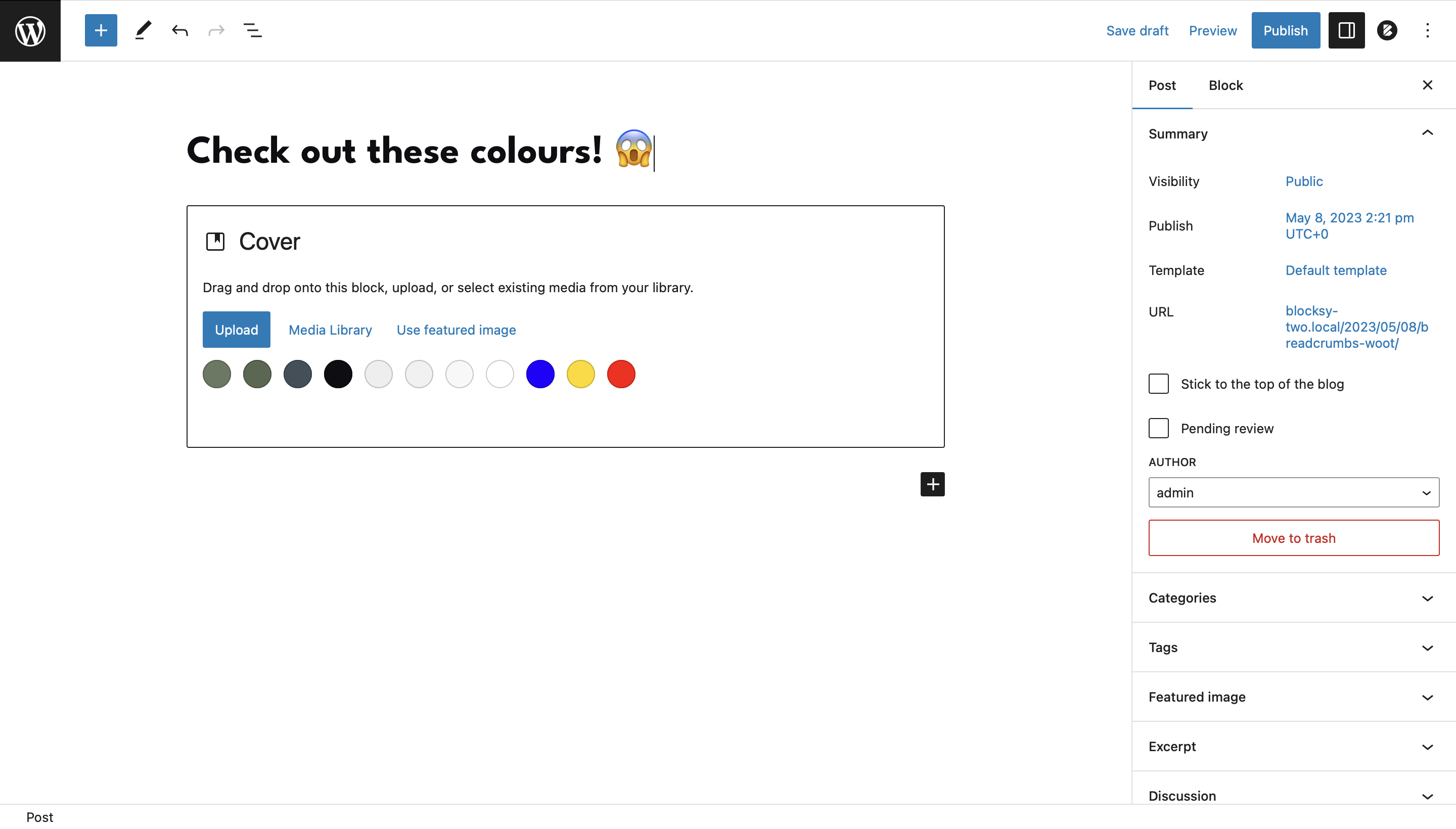 Image [6] - Gestion des couleurs du thème Blocksy : Palette de couleurs globale et paramètres de couleurs personnalisés