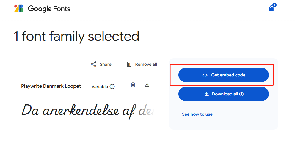 Copier le lien CSS généré