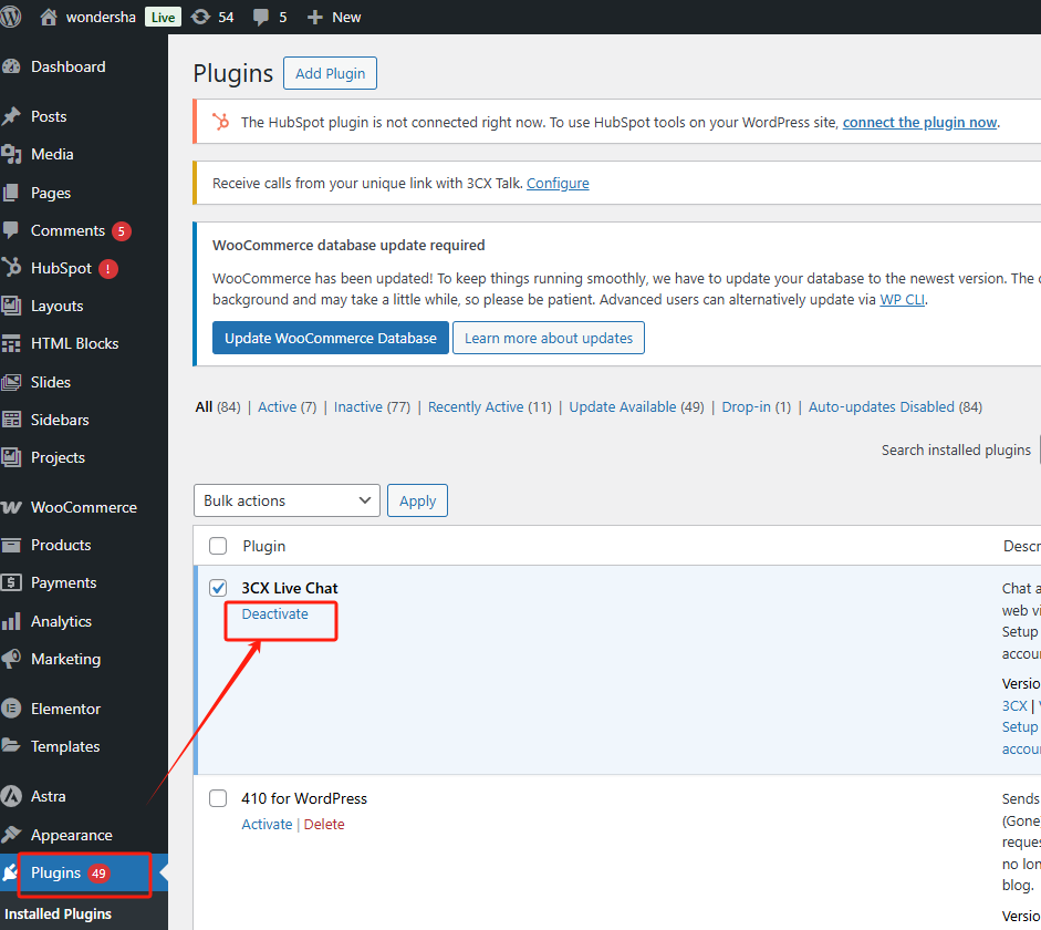Desactivar plug-ins
