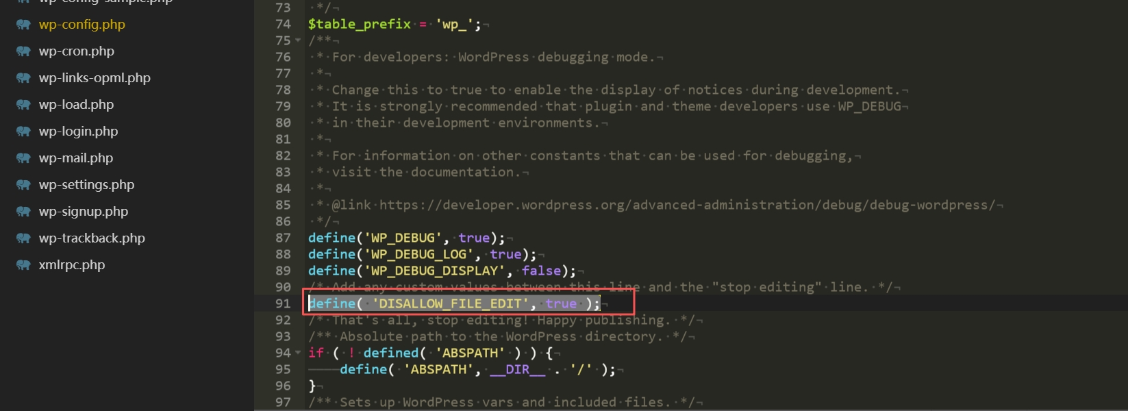 DISALLOW_FILE_EDITDISALLOW_FILE_EDIT配置WordPress安全