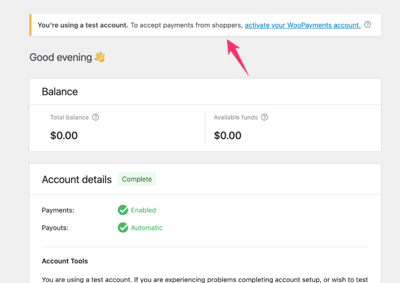 圖片[5]-如何使用 WooPayments 測試賬戶并升級為正式賬戶 | WooCommerce 支付解決方案